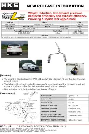 Bulk Order HKS Hi-Power SPEC-L2 CZ4A 4B11