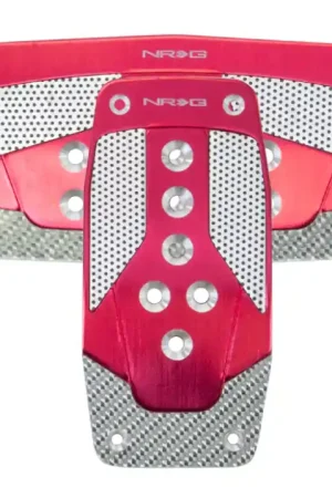 Free Returns NRG Aluminum Sport Pedal A/T - Red w/Silver Carbon