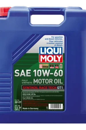 Fresh Stock LIQUI MOLY 20L Synthoil Race Tech GT1 Motor Oil SAE 10W60