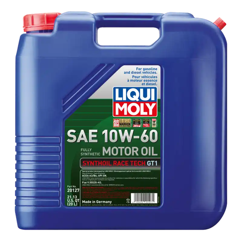 Fresh Stock LIQUI MOLY 20L Synthoil Race Tech GT1 Motor Oil SAE 10W60
