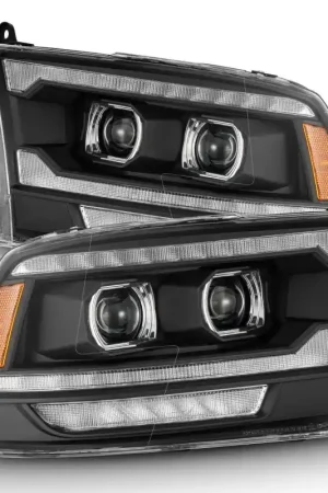 Super Sale AlphaRex 09-18 Dodge Ram 2500 LUXX LED Proj Headlights Plank Style Blk w/Activ Light/Seq Signal/DRL