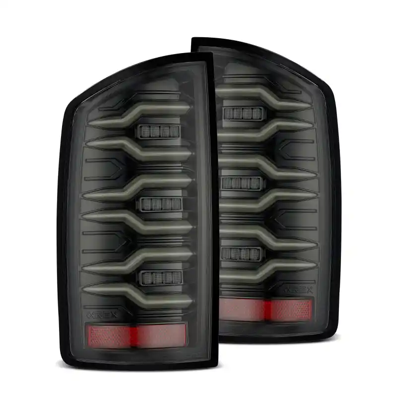 Premium AlphaRex 07-08 Dodge Ram1500/07-09 Dodge Ram 2500+3500 Luxx-Series LED Tail Lights(Pair) Alpha Black