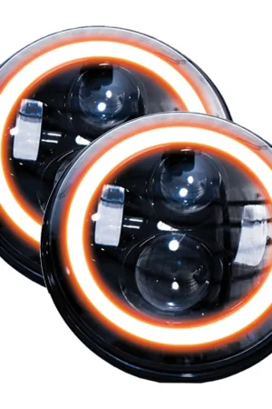 Reduced Price Blacked Out Face 7in LED Projector Kit 4x10W w/ White/Amber Halo - Plug-&-Play H4 H/L Sold In Pairs Race Sport Lighting