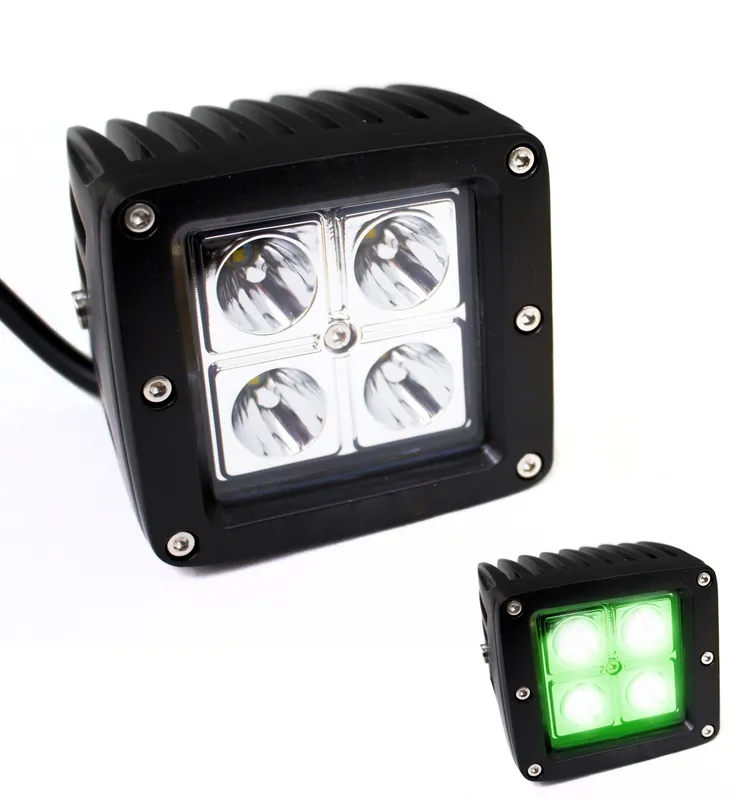 Crafted GREEN X-Hunter Series LED 3x3in 16-Watt 4-LED Cube Spot Light Race Sport Lighting