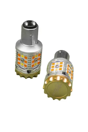 1157 BAY15D No Rapid Flash Canbus Turn signal LED Bulbs Switchback version in White / Amber 9v-30v 1860lumens Epistar 3030 Sold as Pair Race Sport Lighting Fan Favorite