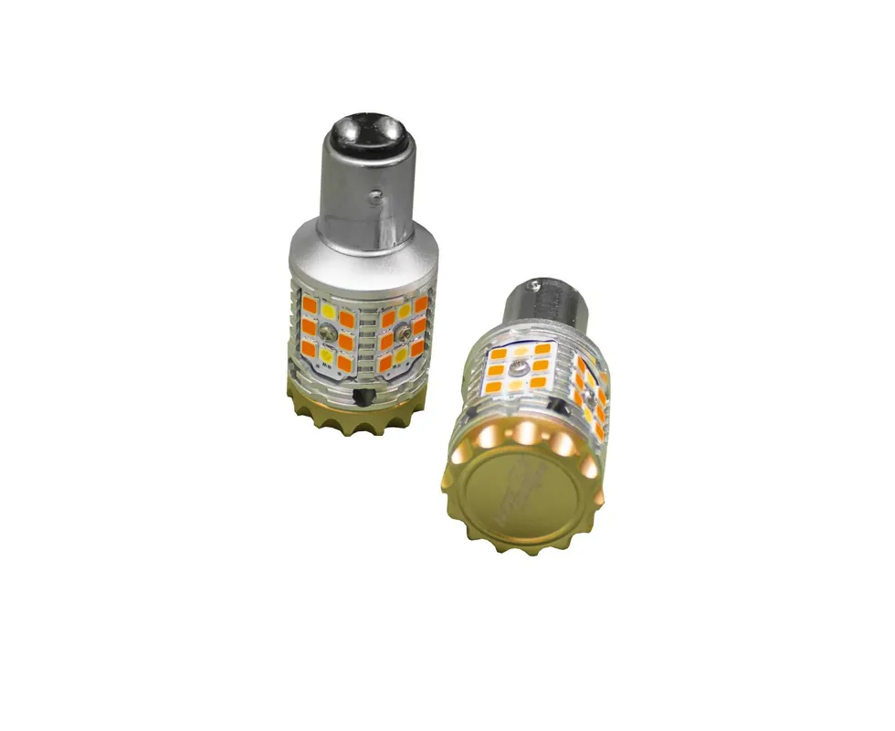 1157 BAY15D No Rapid Flash Canbus Turn signal LED Bulbs Switchback version in White / Amber 9v-30v 1860lumens Epistar 3030 Sold as Pair Race Sport Lighting Fan Favorite