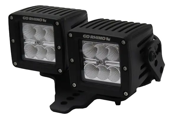 Budget Go Rhino 731230T XE Hood Hinge Light Mounts for Jeep JL/JT - Fits 3x3 Dual Cube Offset