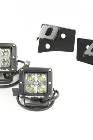 Authentic Rugged Ridge 11027.10 Windshield Bracket LED Kit; Black; Square; 07-17 Jeep Wrangler JK