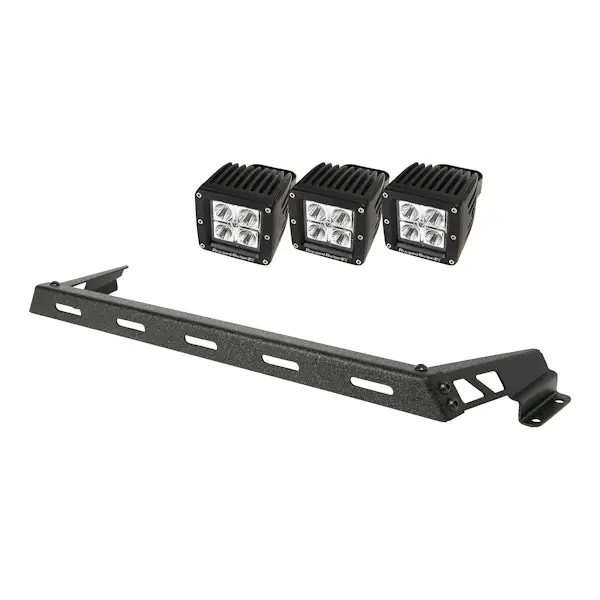 Rugged Ridge 11232.11 Hood Light Bar Kit, Textured Black, 3 Square LEDs Sale
