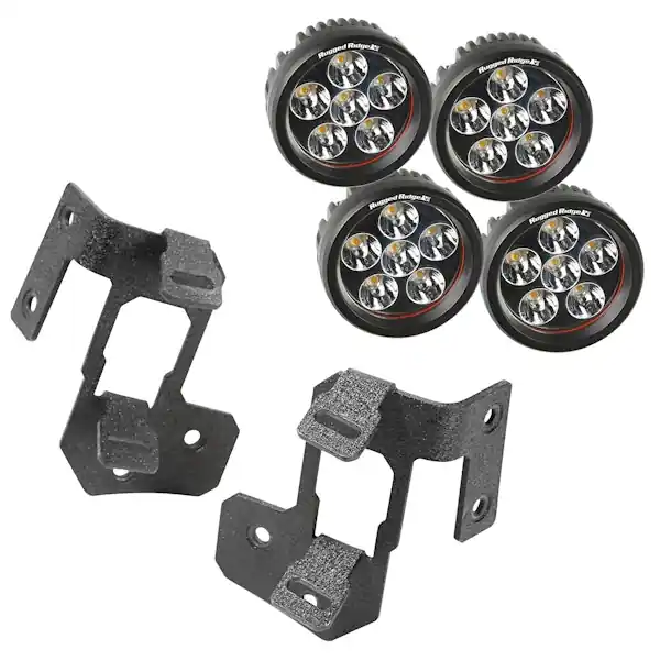 Worldwide Shipping Rugged Ridge 11232.34 A-Pillar Light Mount Kit, Textured Black, Round LED