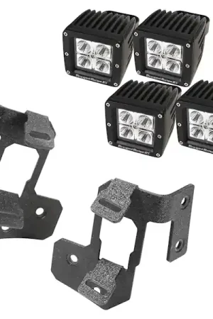 Today Only Rugged Ridge 11232.35 A-Pillar Light Mount Kit, Textured Black, Square LED