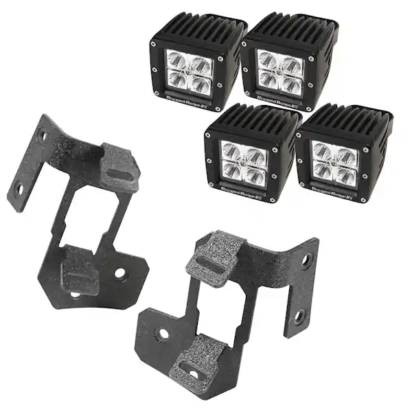 Today Only Rugged Ridge 11232.35 A-Pillar Light Mount Kit, Textured Black, Square LED