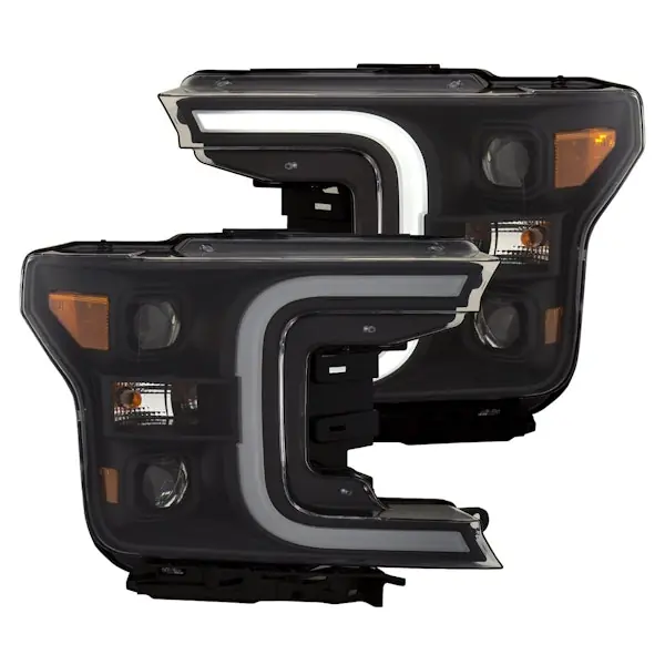 AnzoUSA 111398 Projector Headlights with Plank Style Switchback Black with Amber Exclusive