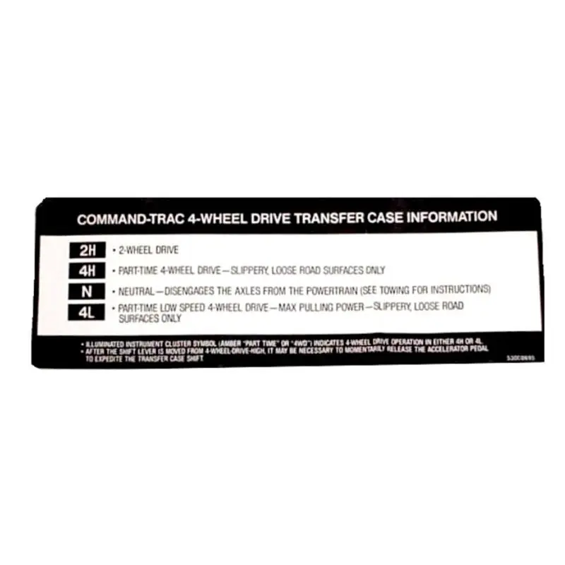 Omix Transfer Case Sunvisor Decal 94-98 Jeep Models Brand New