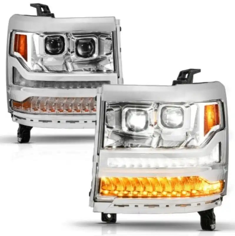 Hot Deal ANZO 16-18 Chevy Silverado 1500 (Factory HID Models ONLY) Full LED Proj Headlights Chrome - Pair