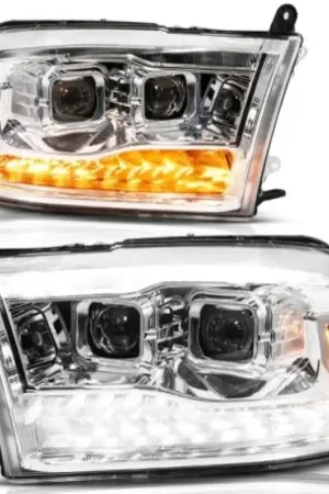 ANZO 09-19 Dodge RAM 1500 / 10-18 2500/3500 LED Proj Headlights SeqSig Chrome - Pair High Quality