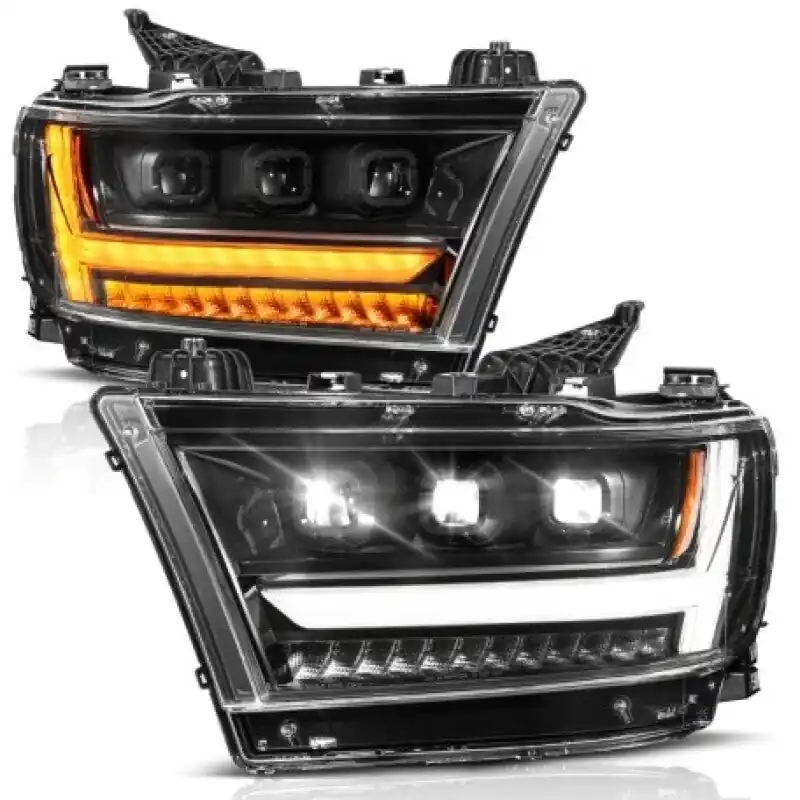 ANZO 19-24 RAM 1500 (New Body/OE Halogen) Full LED Proj Headlights DRL/SeqSig Black - Driver Side Free Returns