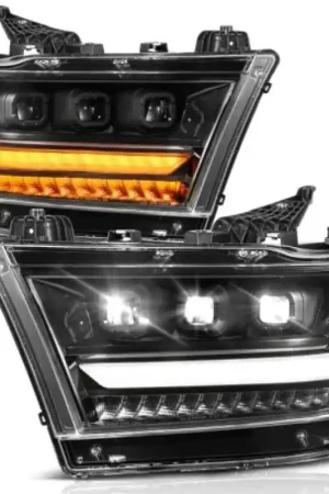Free Delivery ANZO 19-24 RAM 1500 (New Body/OE Halogen) Full LED Proj Headlights DRL/SeqSig Black - Pass. Side