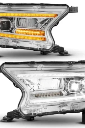 ANZO 19-23 Ford Ranger (Factory Halogen Models) Full LED Proj Headlights DRL/SeqSig Chrome - Pair Direct From Manufacturer