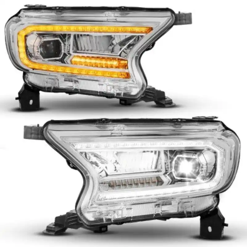 ANZO 19-23 Ford Ranger (Factory Halogen Models) Full LED Proj Headlights DRL/SeqSig Chrome - Pair Direct From Manufacturer