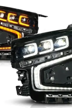 Genuine ANZO 21-23 Chevy Tahoe/Suburban LED Light Bar Style Headlights Black w/ Sequential DRL (Left Side)