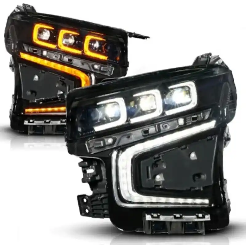 ANZO 21-23 Chevy Tahoe/Suburban LED Light Bar Style Headlights Black w/ Sequential DRL (Right Side) Worldwide Shipping