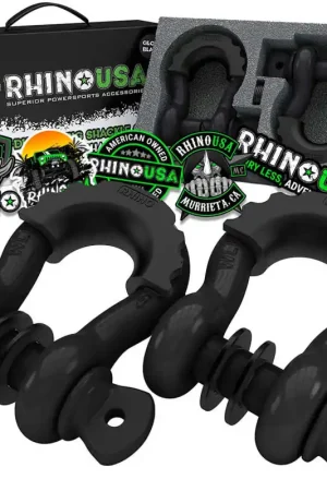 Rhino USA 3/4In D-Ring Shackle Set, Pack Of 2 (Black) In Demand