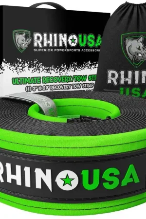Hot Deal Rhino USA Recovery Tow Strap 3Inx20Ft (Black)