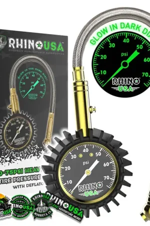 Rhino USA 75 Psi Analog Heavy Duty Tire Pressure Gauge Holiday Sale