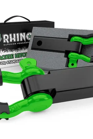 Low Price Rhino USA Shackle Hitch Receiver W/ D-Ring (Green)