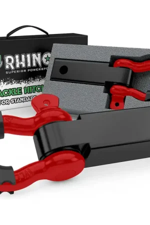 Rhino USA Shackle Hitch Receiver W/ D-Ring (Red) Limited Offer