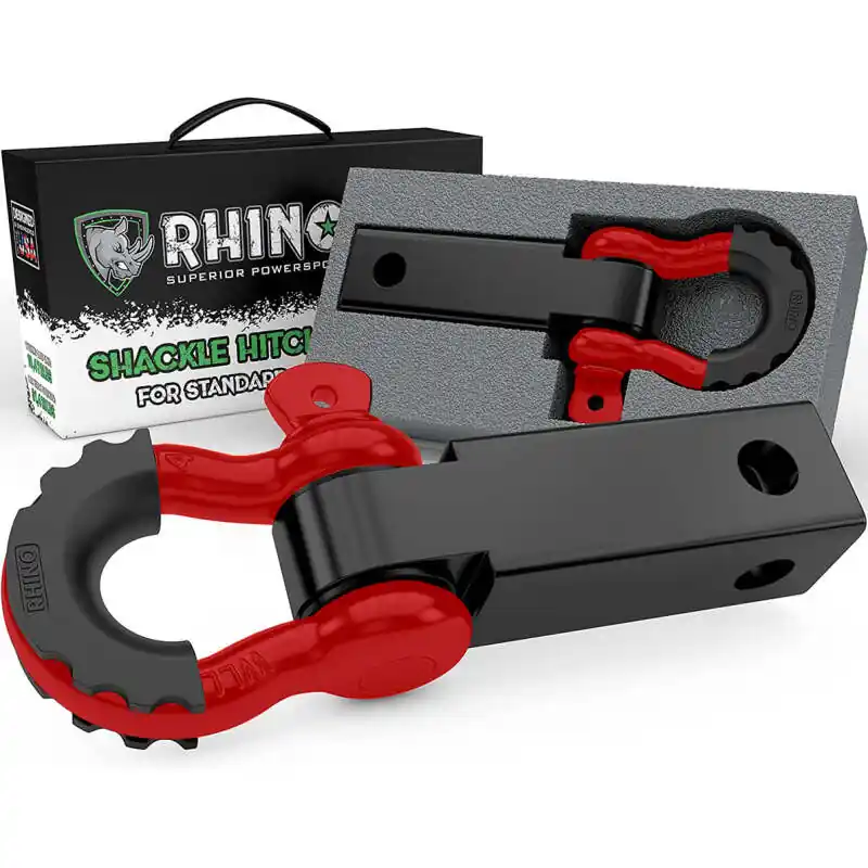 Rhino USA Shackle Hitch Receiver W/ D-Ring (Red) Limited Offer