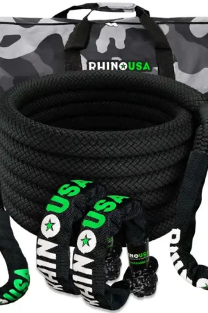 Buy Direct Rhino USA 7/8In X 30Ft Kinetic Rope Recovery Kit W/Soft Shackles (Black)
