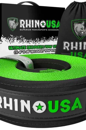 New Release Rhino USA Recovery Tow Strap 4Inx30Ft (Green)