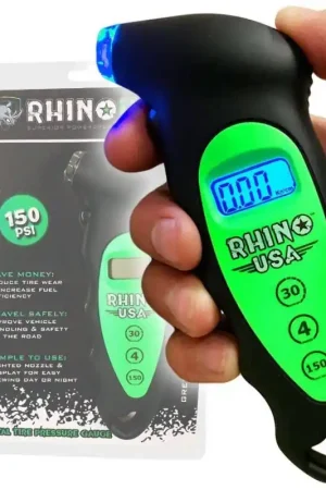 Free Delivery Rhino USA Digital Tire Pressure Gauge 150 Psi (Green)