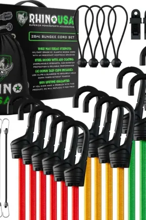 Seasonal Sale Rhino USA 28Pc Bungee Cord Assortment