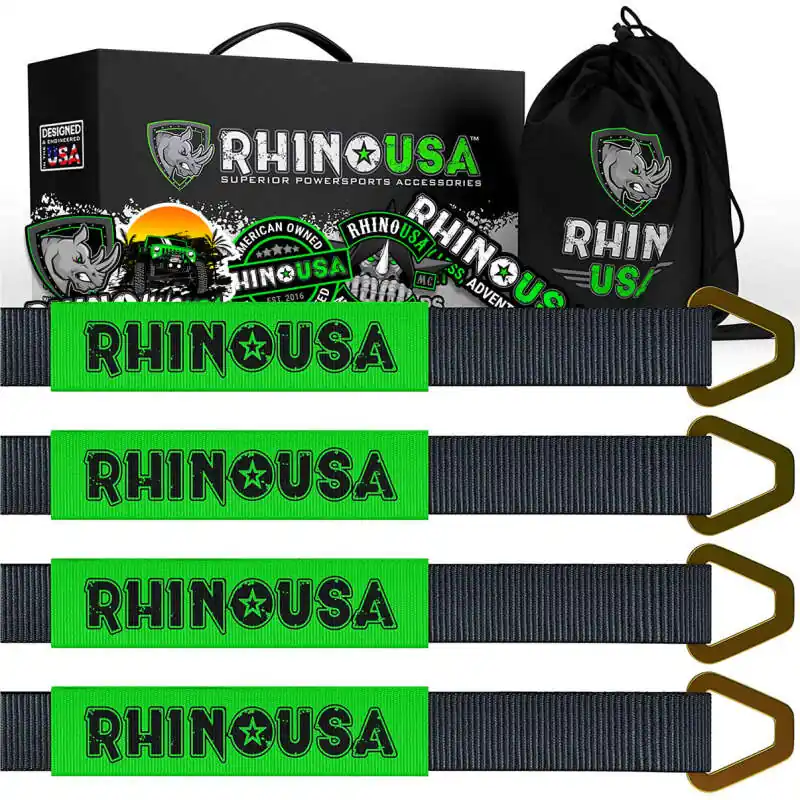 Crafted Rhino USA Axle Tie Down Straps (4-Pack) 2In X 38In - Black
