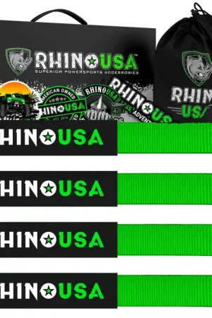 Time-Limited Rhino USA Axle Tie Down Straps (4-Pack) 2In X 38In - Green