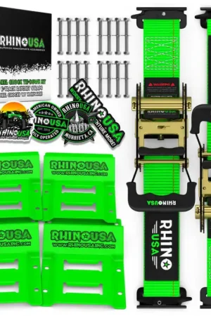 Rhino USA Utv Wheel Chock Tie-Down Kit (2-Wheel Kit) (Green) Modern