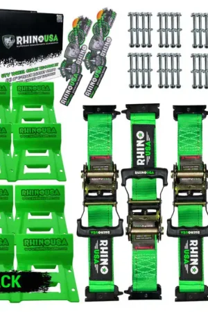 Rhino USA Utv Wheel Chock Tie-Down Kit (4-Wheel Kit) (Green) High Quality