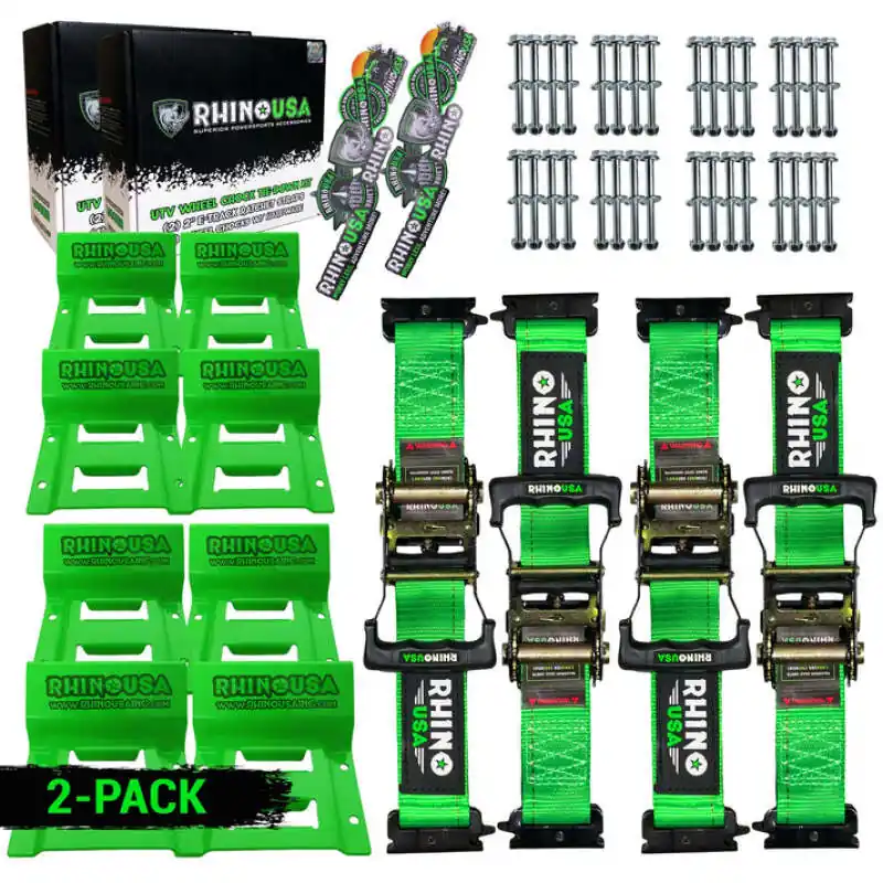 Rhino USA Utv Wheel Chock Tie-Down Kit (4-Wheel Kit) (Green) High Quality
