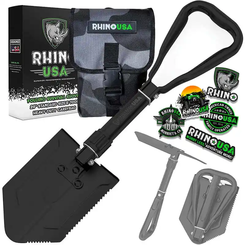 Warranty Included Rhino USA Folding Recovery Shovel W/Pick