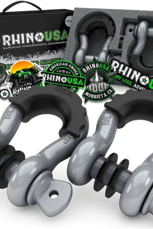 Rhino USA 3/4In D-Ring Shackle Set (2-Pack)(Gray) Free Shipping