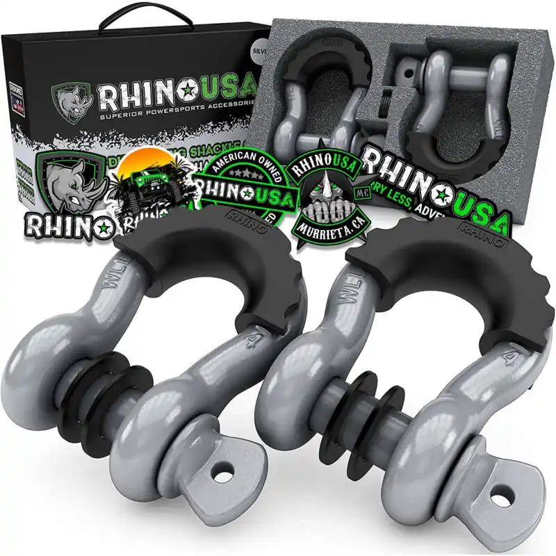 Rhino USA 3/4In D-Ring Shackle Set (2-Pack)(Gray) Free Shipping