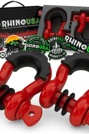 Order Now Rhino USA 3/4In D-Ring Shackle Set (2-Pack)(Red)