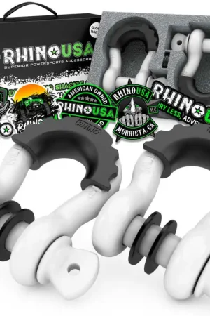 Rhino USA 3/4In D-Ring Shackle Set (2-Pack)(White) One Day Deal