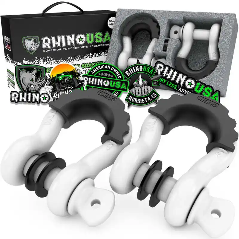 Rhino USA 3/4In D-Ring Shackle Set (2-Pack)(White) One Day Deal