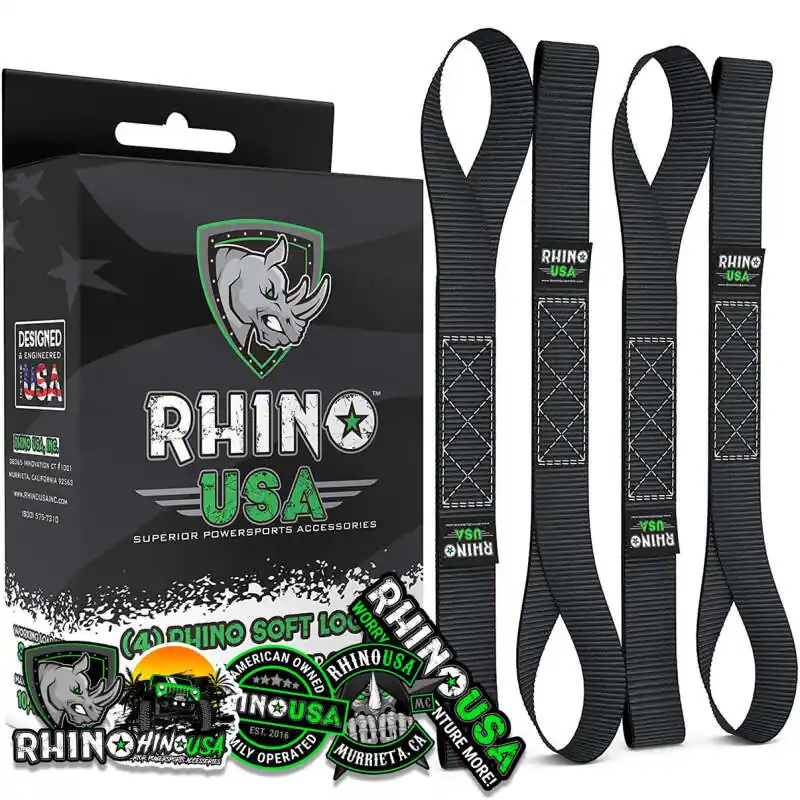 Rhino USA Soft Loops Motorcycle Tie-Down Set 4-Pack Black Trusted Brand
