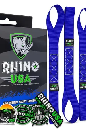 Clearance Rhino USA Soft Loops Motorcycle Tie-Down Set 4-Pack Blue