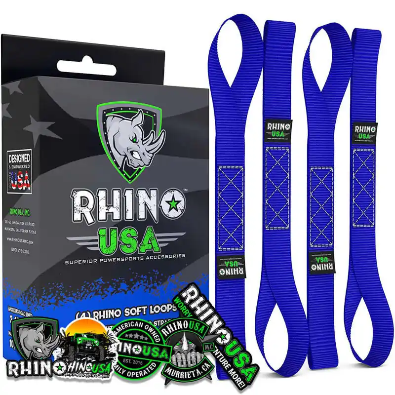 Clearance Rhino USA Soft Loops Motorcycle Tie-Down Set 4-Pack Blue